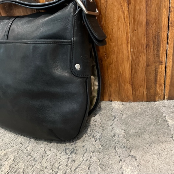 COACH Legacy CROSSBODY LEATHER BAG Black Flap Purse 7454 Adjustable Strap - Picture 8 of 12